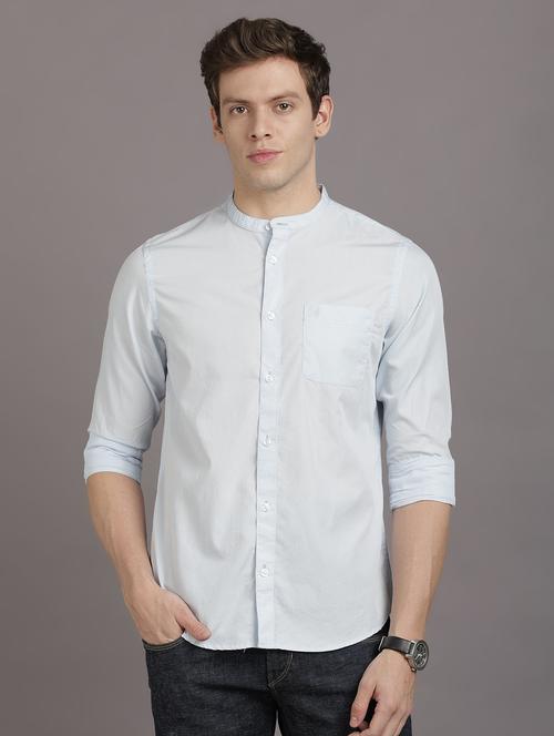 light blue solid casual shirt - 17552467 - Standard Image - 1