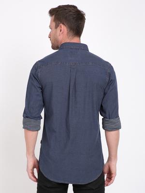 blue solid casual shirt - 17552468 - Standard Image - 3