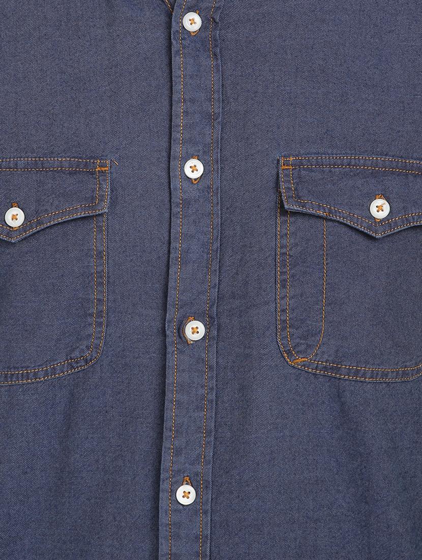 blue solid casual shirt - 17552468 - Zoom Image - 5