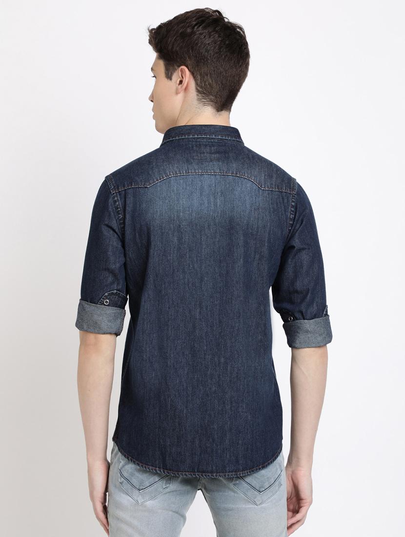 blue denim casual shirt - 17552472 - Zoom Image - 3