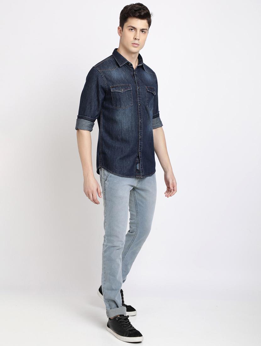 blue denim casual shirt - 17552472 - Zoom Image - 4