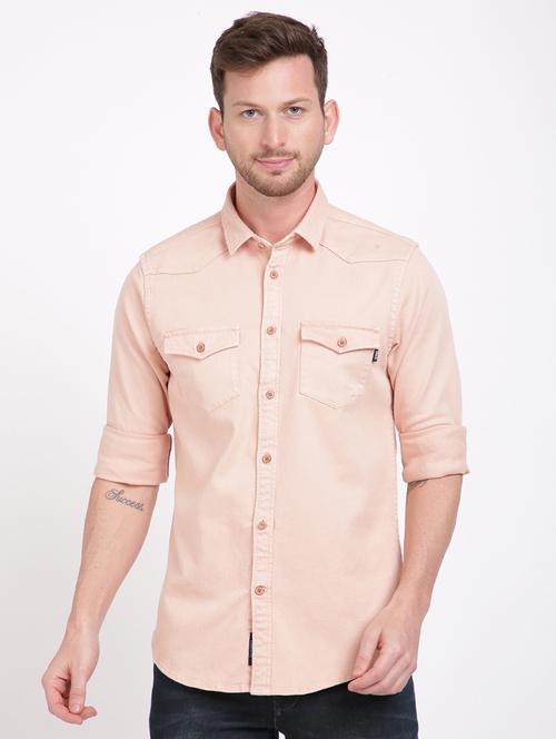 pink solid casual shirt - 17552475 - Standard Image - 1
