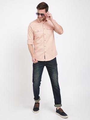 pink solid casual shirt - 17552475 - Standard Image - 4