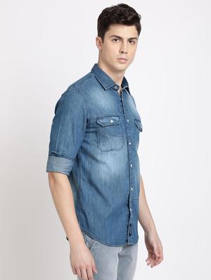 blue faded casual shirt - 17552476 - Standard Image - 2