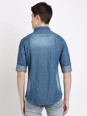 blue faded casual shirt - 17552476 - Standard Image - 3