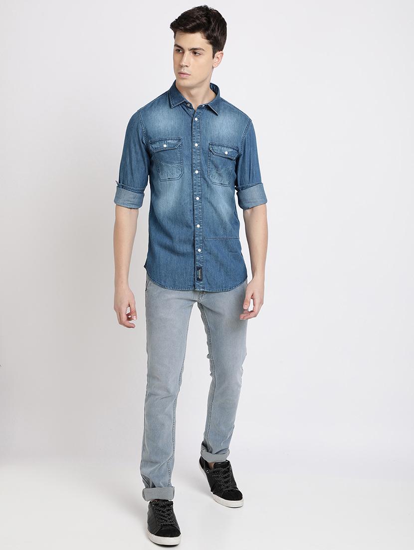 blue faded casual shirt - 17552476 - Zoom Image - 4
