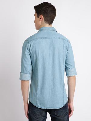 light blue solid casual shirt - 17552477 - Standard Image - 3