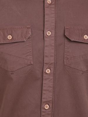 brown solid casual shirt - 17552478 - Standard Image - 5