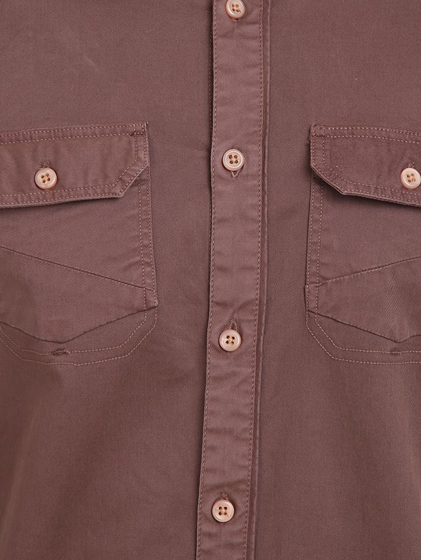brown solid casual shirt - 17552478 - Zoom Image - 5