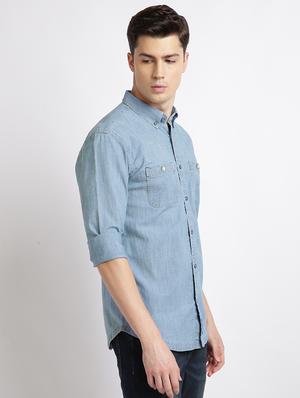 blue solid casual shirt - 17552481 - Standard Image - 2