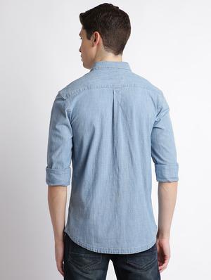 blue solid casual shirt - 17552481 - Standard Image - 3