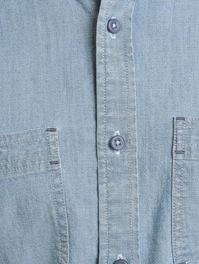 blue solid casual shirt - 17552481 - Zoom Image - 5