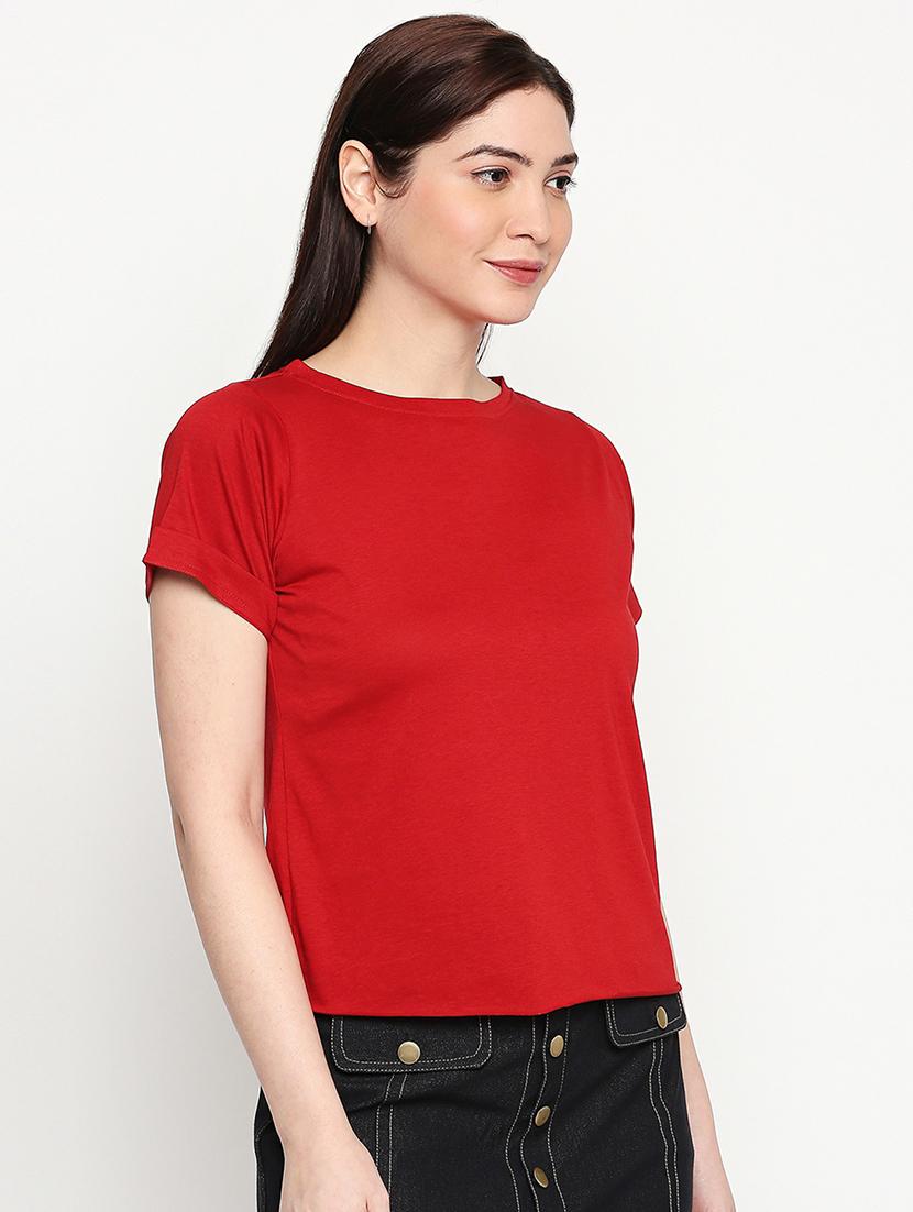 boat neck solid tee - 17553714 - Zoom Image - 2