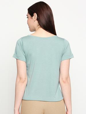 boat neck solid tee - 17553715 - Standard Image - 3