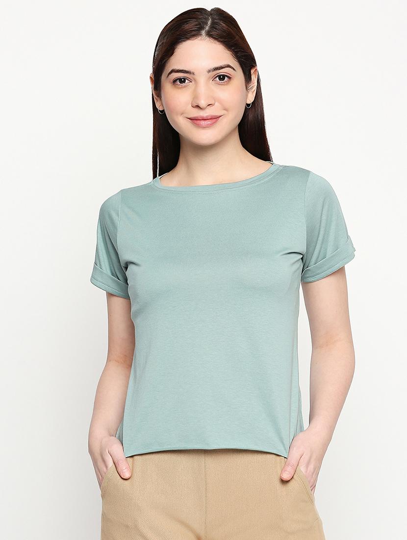 boat neck solid tee - 17553715 - Zoom Image - 1