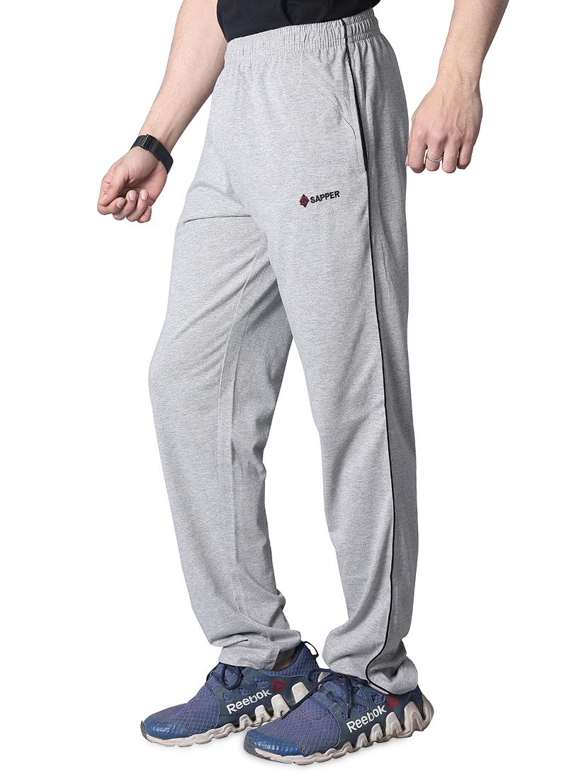 grey solid full length track pant - 17553791 - Zoom Image - 2