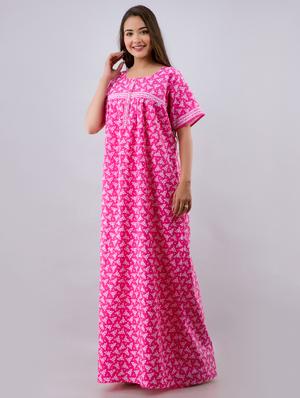 pink cotton gowns & kimono - 17553817 - Standard Image - 2