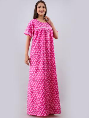 pink cotton gowns & kimono - 17553817 - Standard Image - 3