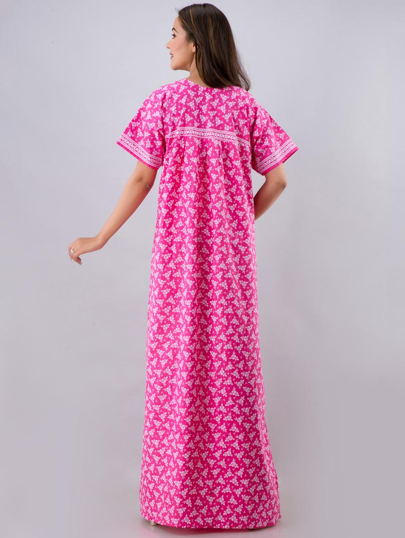 pink cotton gowns & kimono - 17553817 - Zoom Image - 4
