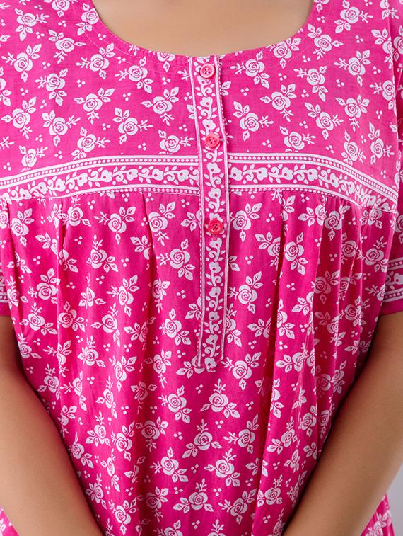 pink cotton gowns & kimono - 17553817 - Zoom Image - 5