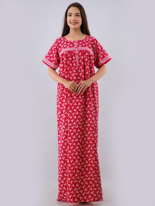 red cotton gowns & kimono - 17553818 - Standard Image - 1