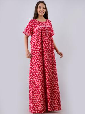red cotton gowns & kimono - 17553818 - Standard Image - 3