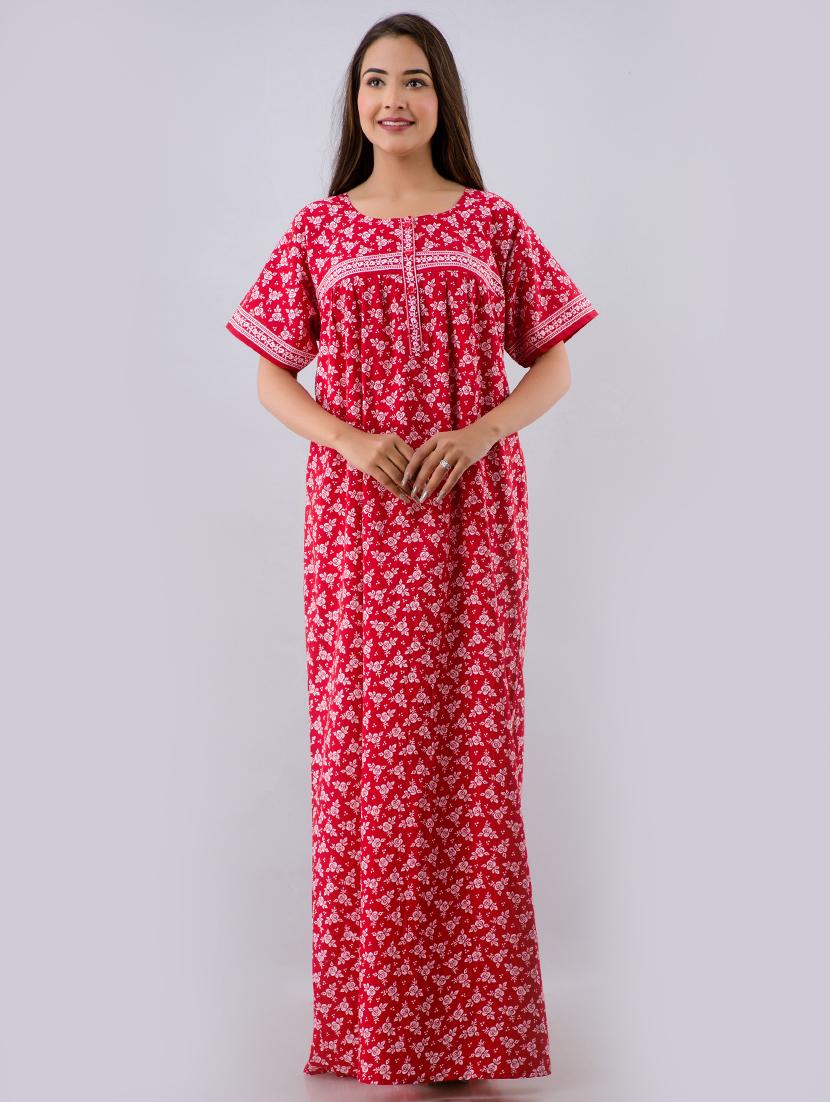 red cotton gowns & kimono - 17553818 - Zoom Image - 1
