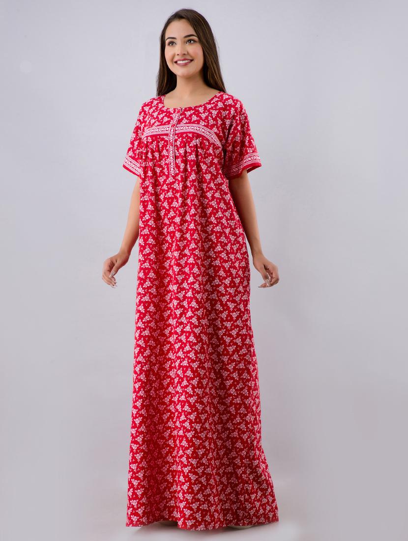 red cotton gowns & kimono - 17553818 - Zoom Image - 2