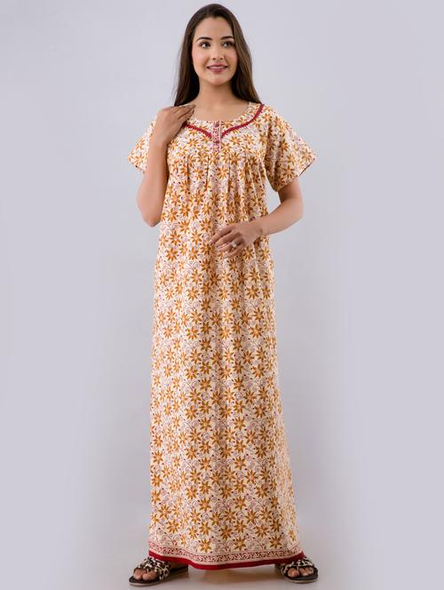 beige cotton gowns & kimono - 17553819 - Standard Image - 1