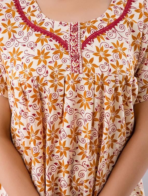 beige cotton gowns & kimono - 17553819 - Zoom Image - 4
