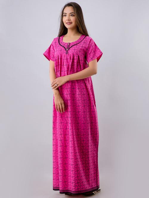 pink cotton gowns & kimono - 17553822 - Standard Image - 1