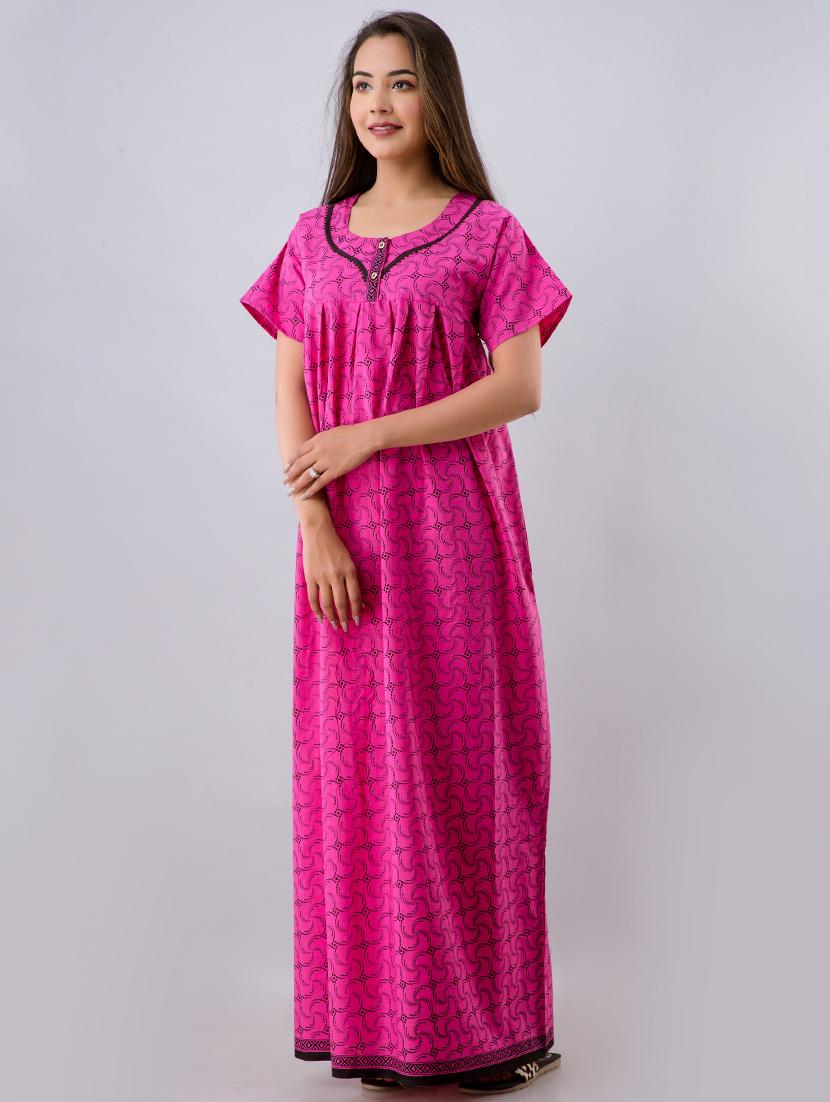 pink cotton gowns & kimono - 17553822 - Zoom Image - 1