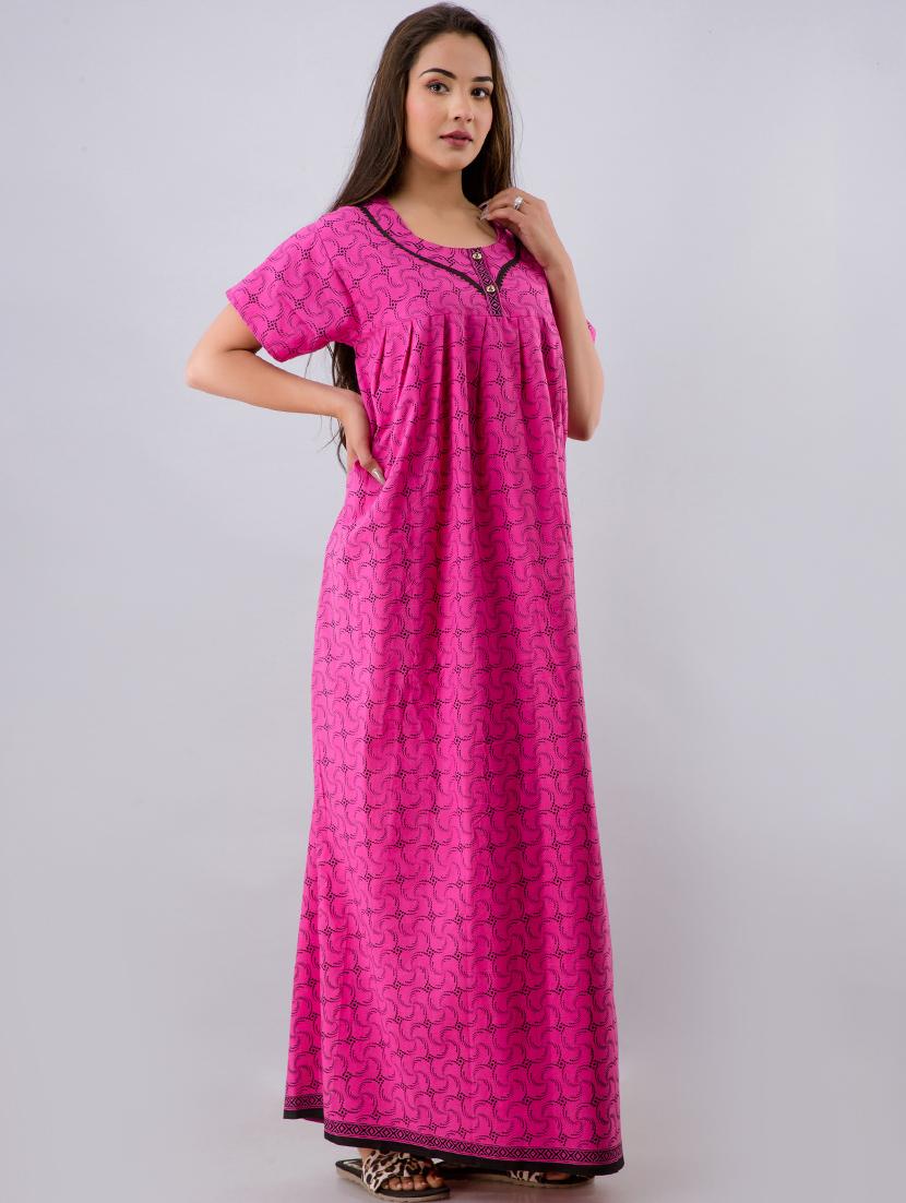 pink cotton gowns & kimono - 17553822 - Zoom Image - 2