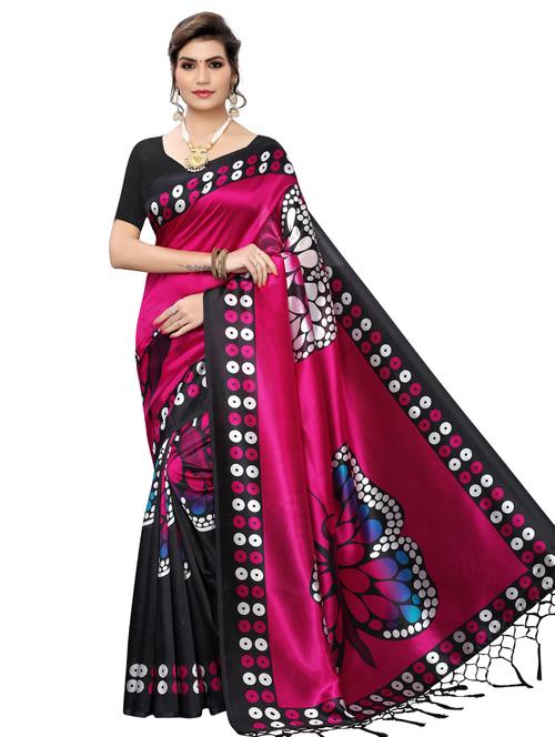 blue printed saree with blouse - 17553832 - Standard Image - 1