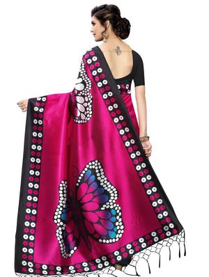 blue printed saree with blouse - 17553832 - Standard Image - 2