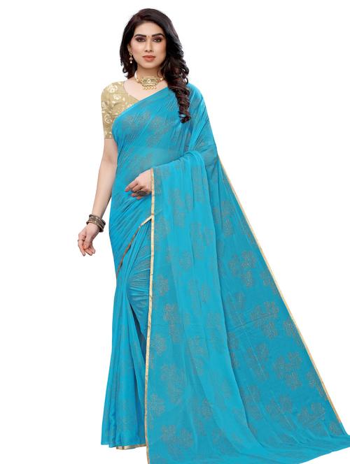 lace border embellished saree with blouse - 17553834 - Standard Image - 1