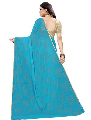 lace border embellished saree with blouse - 17553834 - Standard Image - 2