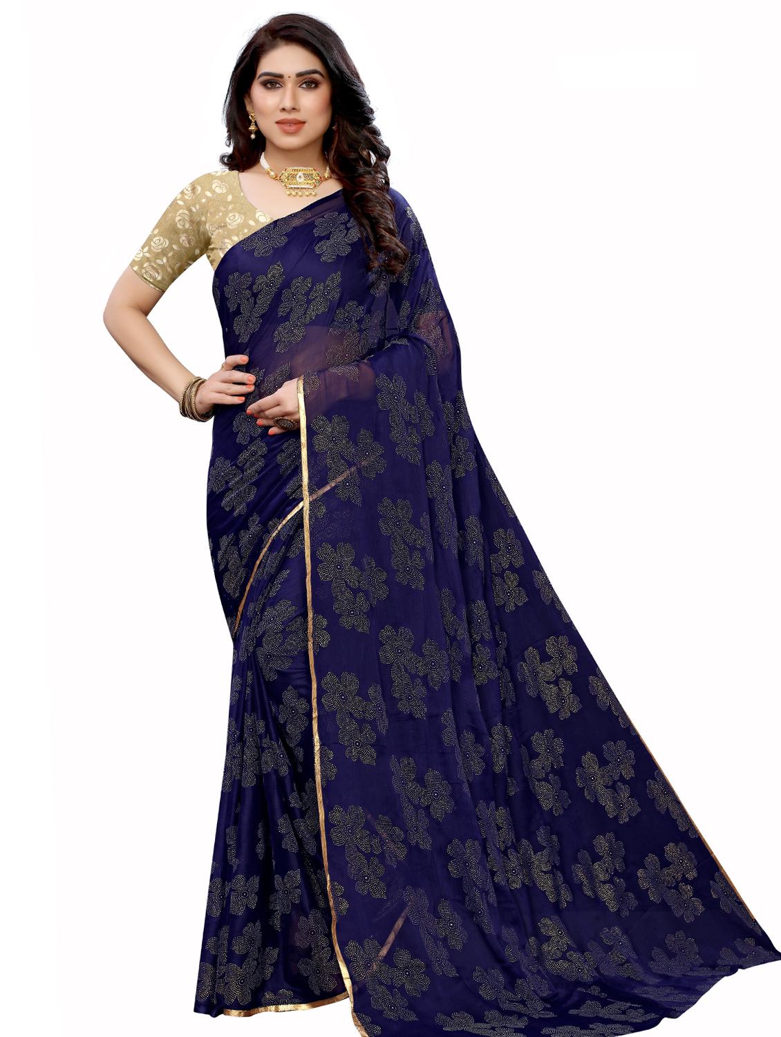 lace border embellished saree with blouse - 17553835 - Zoom Image - 1