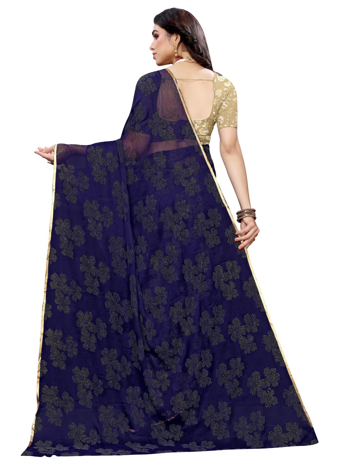 lace border embellished saree with blouse - 17553835 - Zoom Image - 2