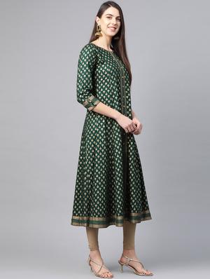 gold print a-line kurta - 17553869 - Standard Image - 2