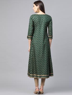 gold print a-line kurta - 17553869 - Standard Image - 3