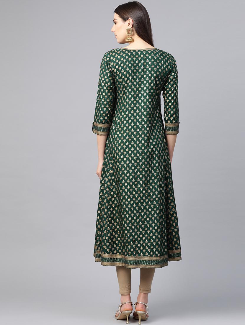 gold print a-line kurta - 17553869 - Zoom Image - 3