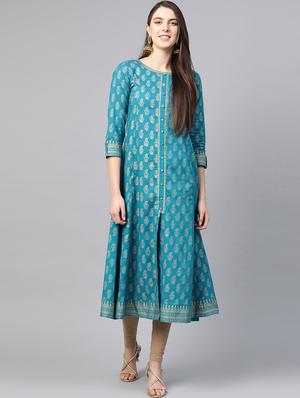 gold print anarkali kurta - 17553871 - Standard Image - 3