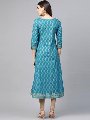gold print anarkali kurta - 17553871 - Standard Image - 4