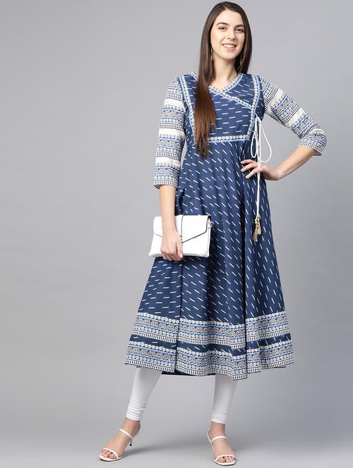 ikat angrakha kurta - 17553872 - Standard Image - 1