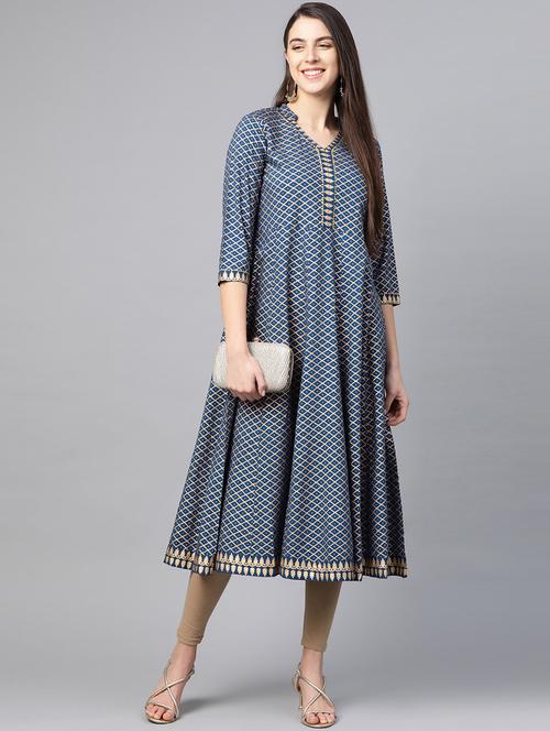 gold print anarkali kurta - 17553874 - Standard Image - 1