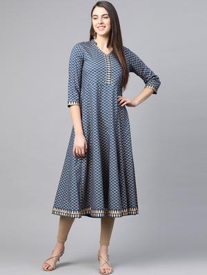 gold print anarkali kurta - 17553874 - Standard Image - 2