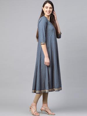 gold print anarkali kurta - 17553874 - Standard Image - 3