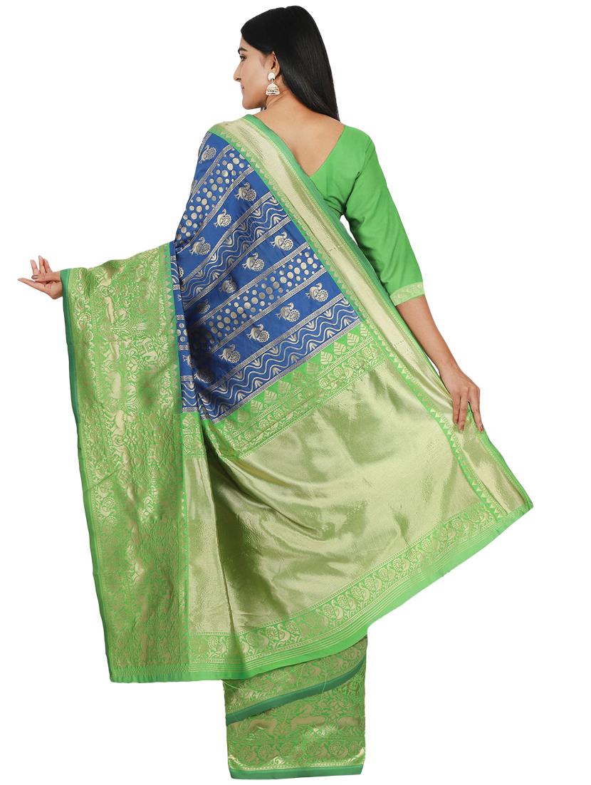 conversational banarasi saree with blouse - 17553879 - Zoom Image - 2