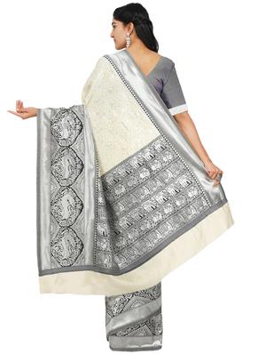 solid banarasi saree with blouse - 17553882 - Standard Image - 2
